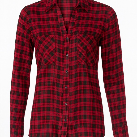 Express Tops - Express Portofino Slim Plaid Button-Down Shirt – XS Slim